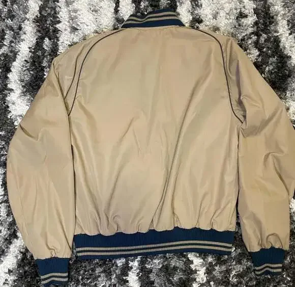Vintage 80s Savile Row Reversible Bomber Jacket Navy and Tan - Picture 4 of 5